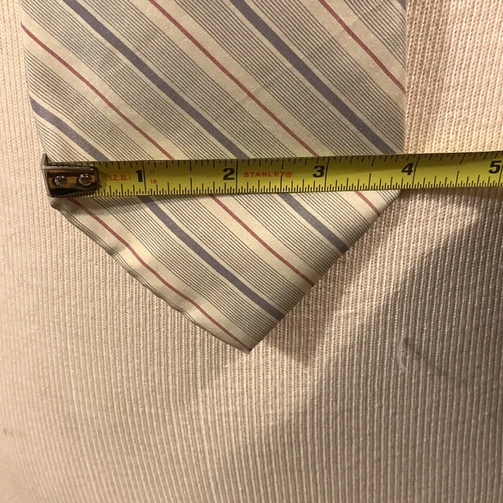 80’s YSL YVES ST LAURENT 100% SILK STRIPED DIAGONAL NECKTIE - Picture 8 of 11